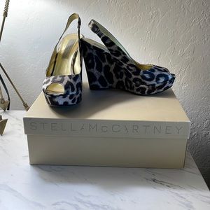 Stella McCartney Leopard Print Platform Wedge Sandals